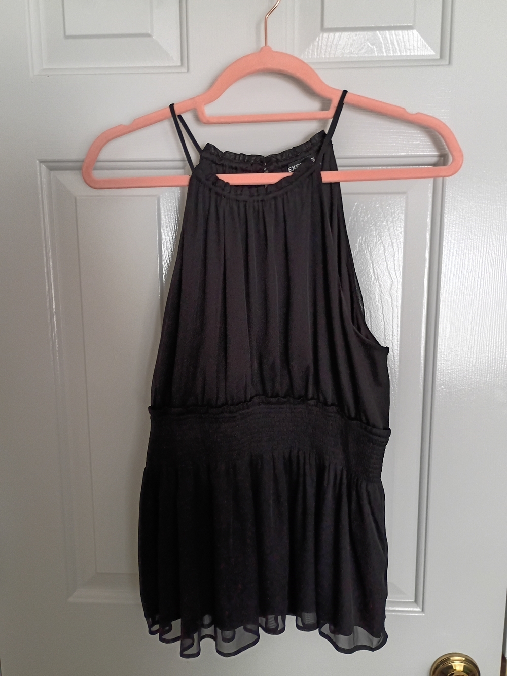 Express Black Sleeveless Top with Smocked Waist Size Medium